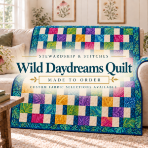 Wild Daydreams made-to-order quilt — bright two-fabric blocks with a contrasting stripe, made to order in your choice of fabrics