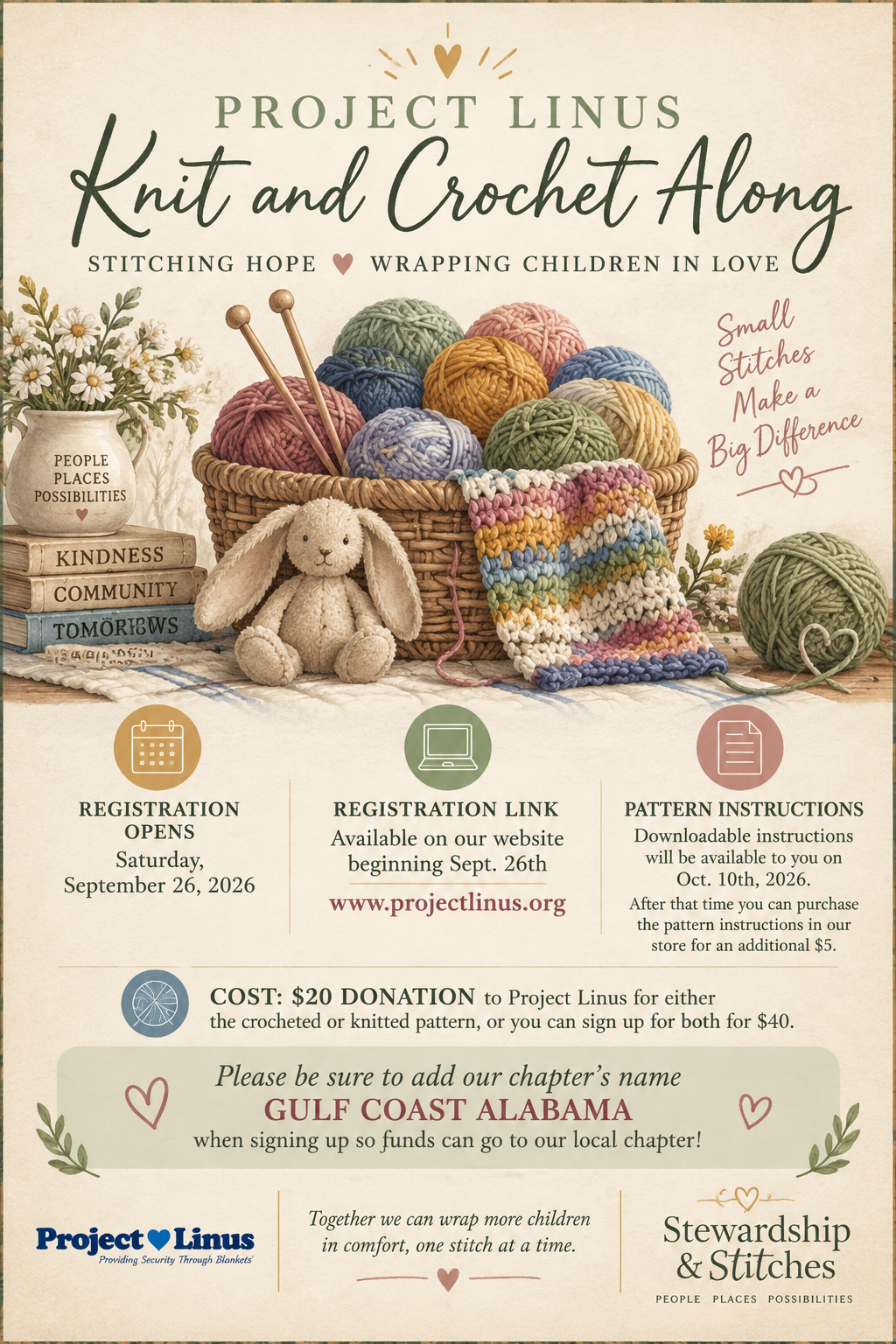 Project Linus Knit and Crochet Along flyer